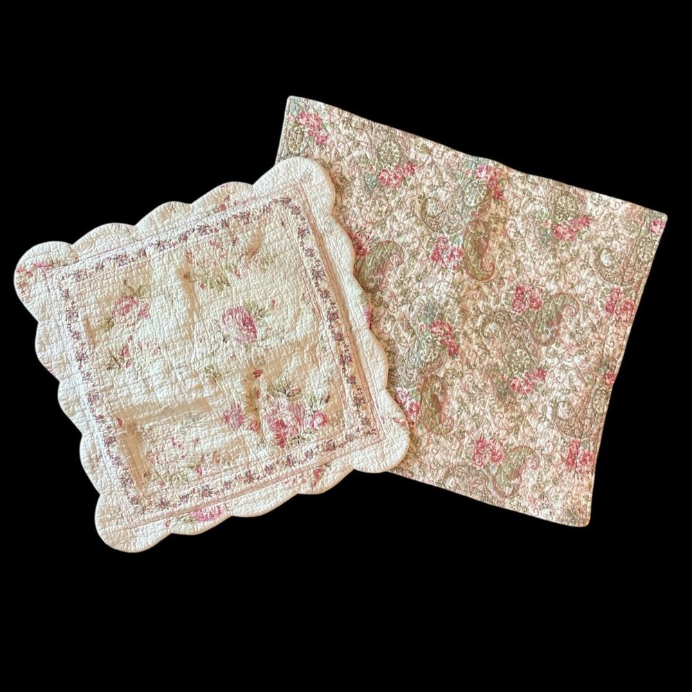 Quilted Floral Paisley Pillow Shams  Cottagecore Country Shabby Chic Romantic